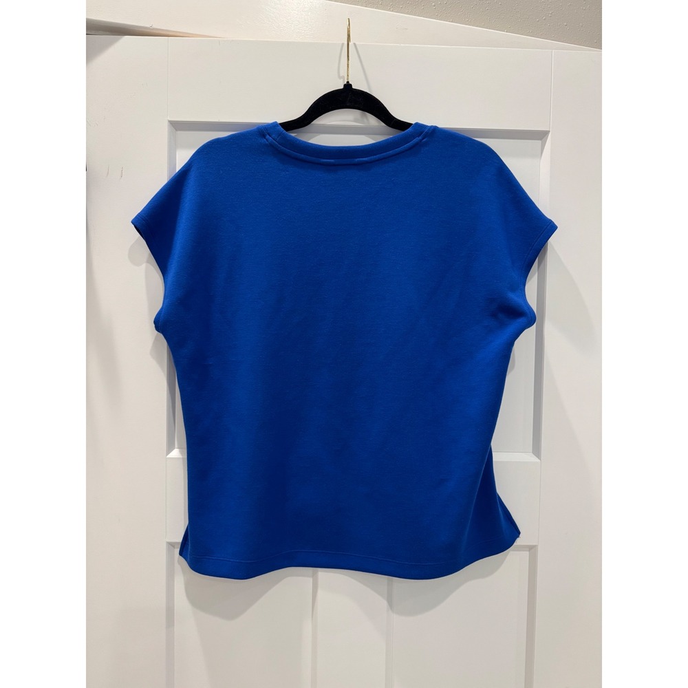 SPANX AirEssentials Cobalt Blue Boxy Short Sleeve Tee Women's Size Small - Picture 8 of 9